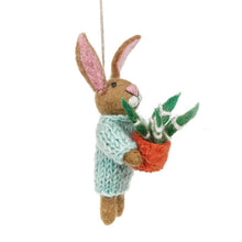 Load image into Gallery viewer, Felt Benjamin Bunny with Poy Plant Ornament (7050761797698)