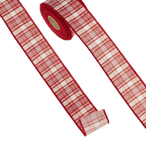 R4371767 - 2" x 10yard Pink Red Plaid Ribbon (7019022942274)