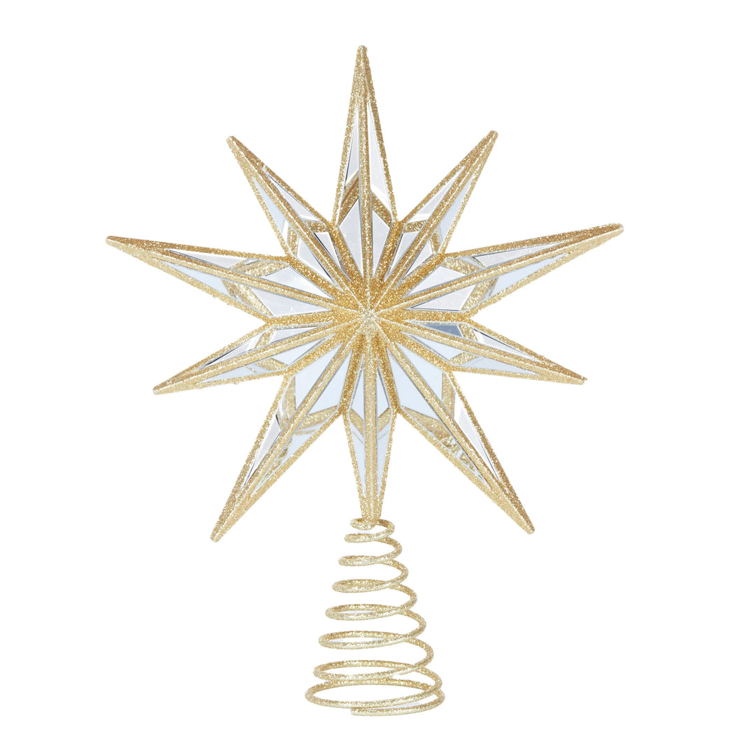 9 Point Mirrored Tree Topper Star- GOLD (6791161118786)