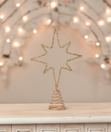 LC1553 - Old Gold Moravian Star Wire Tree Topper (6743976935490)