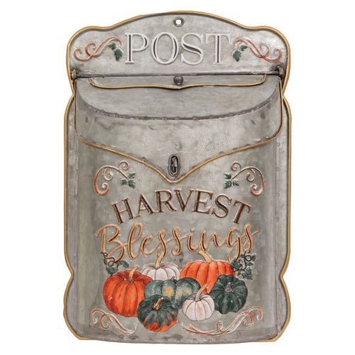 Harvest Blessings Pumpkin Metal Post Box (6955300061250)