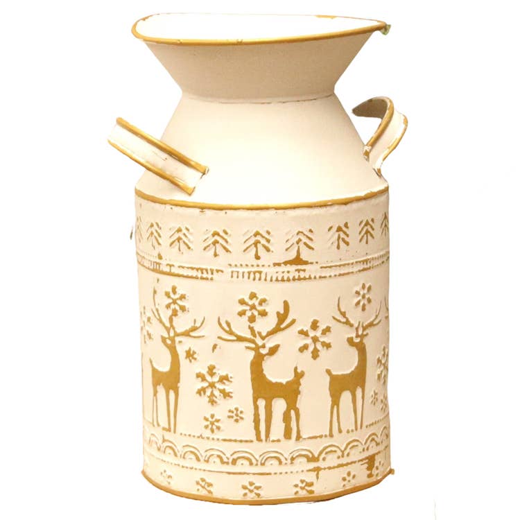 White & Gold Reindeer Milk Bucket - 4.9 x 8.66 x 3.65 in (7330234073154)