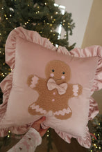 Load image into Gallery viewer, Pink Velvet Frill Gingerbread Cushion - PRE ORDER (7215563407426)