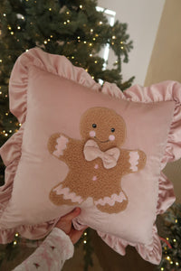 Pink Velvet Frill Gingerbread Cushion - PRE ORDER (7215563407426)