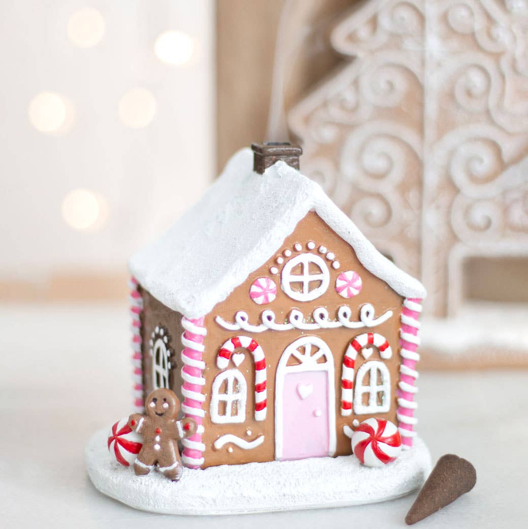 Pink Gingerbread House Christmas Incense Cone Burner (7330222374978)