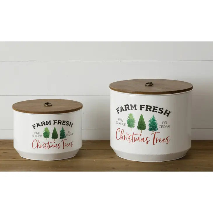 PRE ORDER - Farm Fresh Christmas Trees Lidded Containers Set of 2 (6959247622210)