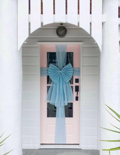 Baby Blue Door Bow with Tails (7551183716418)