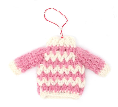 Pink and White Knit Ornament - Sweater (6981696553026)