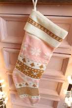 Load image into Gallery viewer, Pink Beige and White Knit Fair Isle Stocking - PRE ORDER (7215978250306)