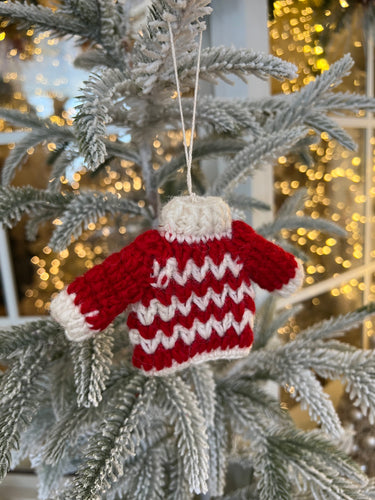 Red White Knit Ornament - Sweater (6979289120834)