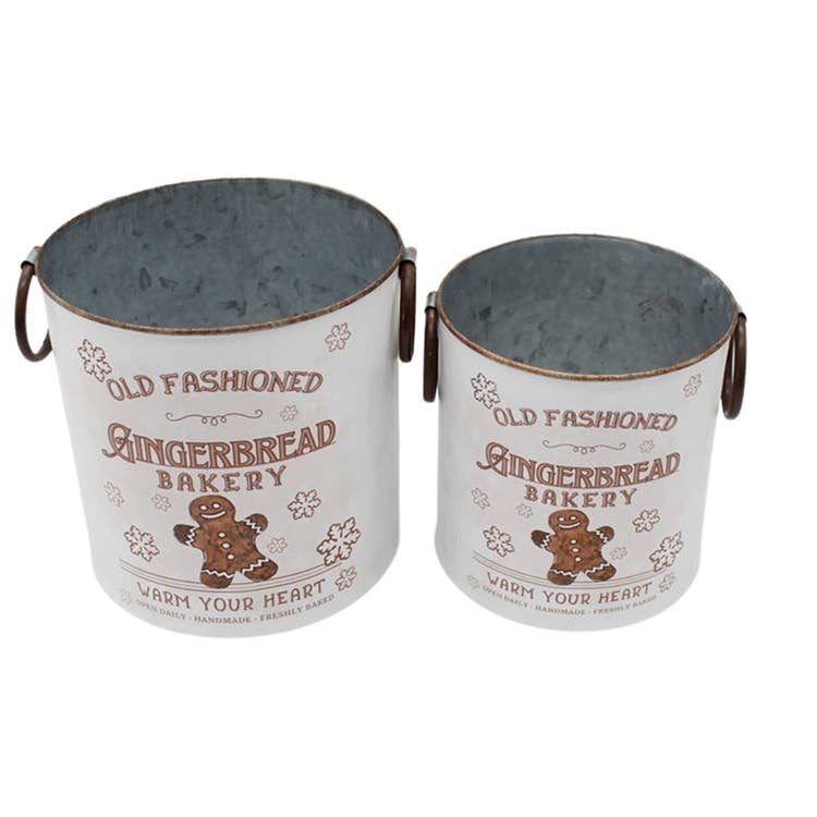 Set of 2 Gingerbread Buckets with Handles (7330234007618)