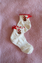 Load image into Gallery viewer, Christmas Teddy Red Frill Bow Socks - PRE ORDER (7215562358850)