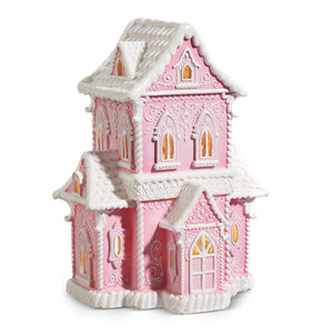 4457674 - 14" Pink Lit Gingerbread House (7388049440834) (7549339992130)