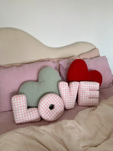 Load image into Gallery viewer, Pink Gingham LOVE Letter Cushion Set (7039546490946)