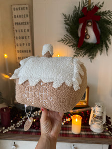 Light Brown Gingerbread House Cushion (7023300968514)