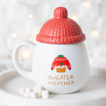 Load image into Gallery viewer, Sweater Weather Lidded Christmas Mug (7330222506050)