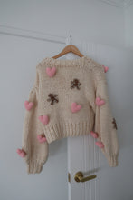 Load image into Gallery viewer, Cream Hearts &amp; Gingerbread Knit Cardigan - PRE ORDER (7232192938050)