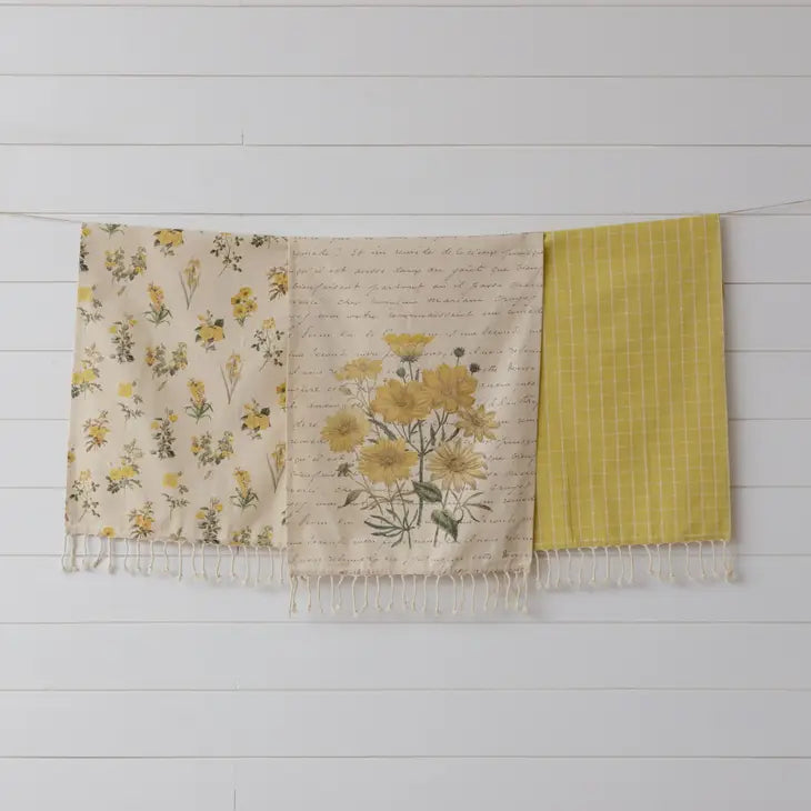 Yellow Flowers Tea Towels Set of 3 (7049634152514)