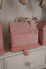 Load image into Gallery viewer, Wide Pink Gingerbread House Stocking Holder (7215567896642)