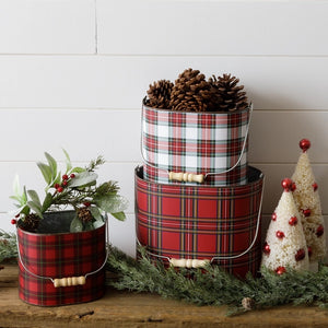 Red Tartan Tins Set of 3 (6954438819906)