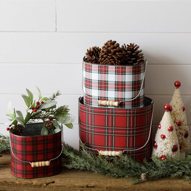 Red Tartan Tins Set of 3 (6954438819906)