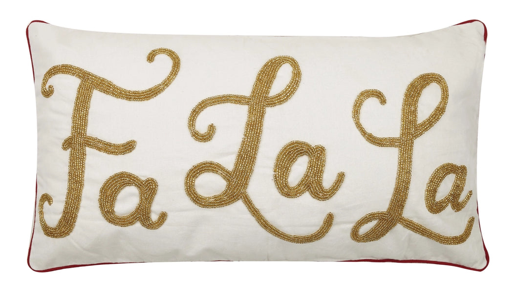 Fa La La Gold Beaded Pillow (6966418866242)
