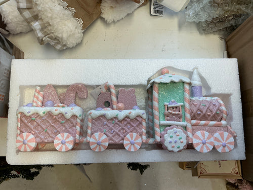 Led Pastel Gingerbread Train with 2 carriages (7554684026946)