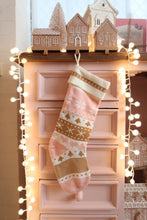Load image into Gallery viewer, Pink Beige and White Knit Fair Isle Stocking - PRE ORDER (7215978250306)