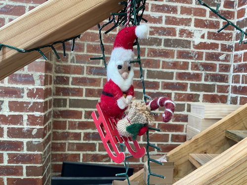 Felt Santa on Sled Ornament (7548522332226)
