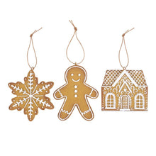 Load image into Gallery viewer, Set of 3 Hanging Christmas Gingerbread Ornament Decorations (7330222112834)