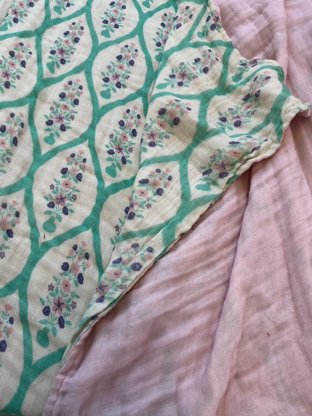 Spring Floral Diamond Muslin Blanket
