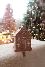 Load image into Gallery viewer, Short Brown Gingerbread House Stocking Holder - PRE ORDER (7215566094402)