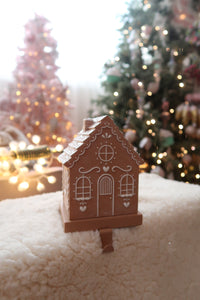 Short Brown Gingerbread House Stocking Holder - PRE ORDER (7215566094402)