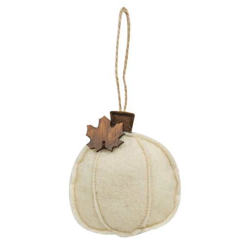 Cream Pumpkin Felt Ornament (6955299405890)