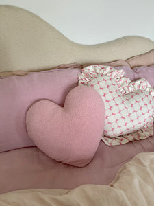 Pink Bow Heart Frill Cushion (7039546622018)