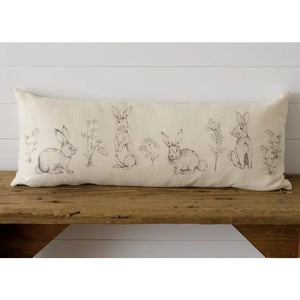 Rabbit and Wildflowers Lumbar Pillow (7049632186434)