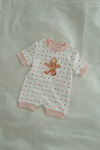 Baby Gingerbread Bows Romper - PRE ORDER (7232186449986)