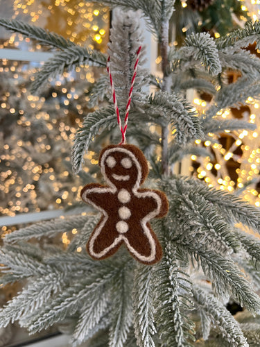 Felt Gingerbread Man Biscuit Ornament (6979307208770)
