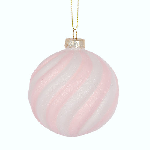 Pink and White Glitter Swirl Bauble (6960273293378)