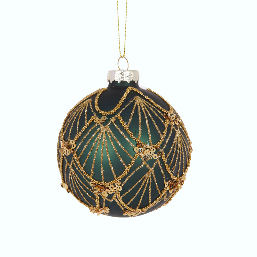 Emerald Deco Embellished Bauble (6960273522754)