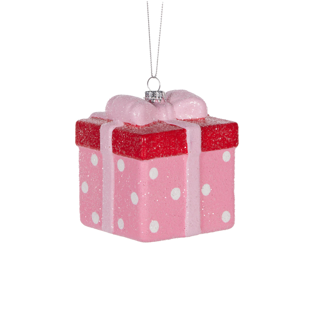 Pink Polka Dot Gift Box Hanging (6960277717058)
