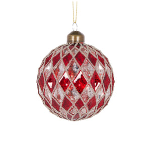 Red and White Intricate Diamond Bauble (6960287416386)