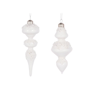 Set of 3 White Beaded Finials (6960288137282)