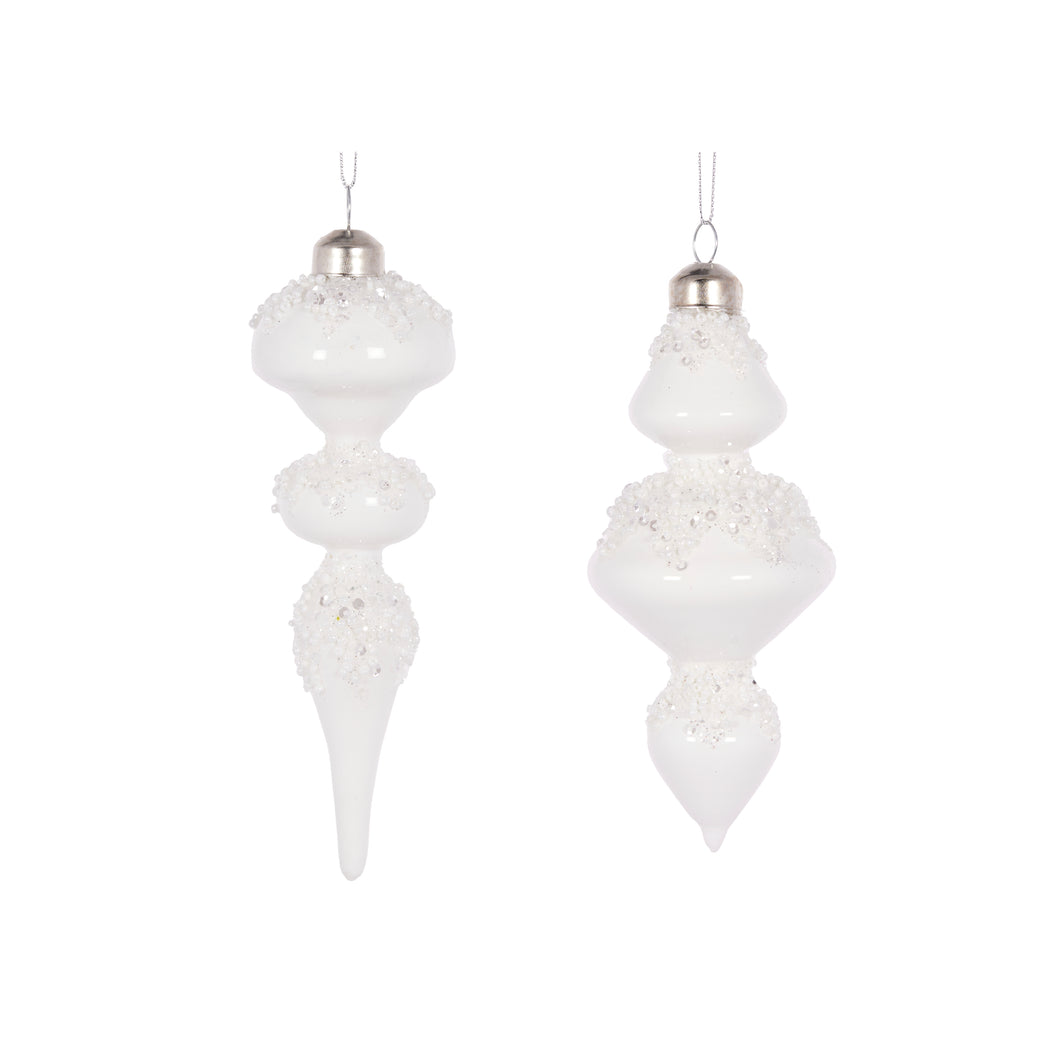 Set of 3 White Beaded Finials (6960288137282)