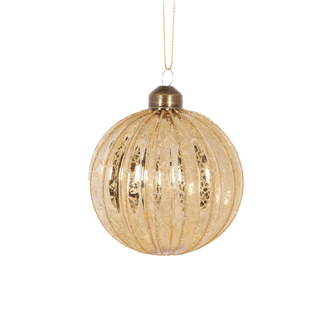 Gold Ribbed Round Bauble (6960288759874)