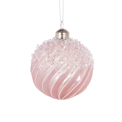 Pink Tinsel Topped Bauble (6960289841218)