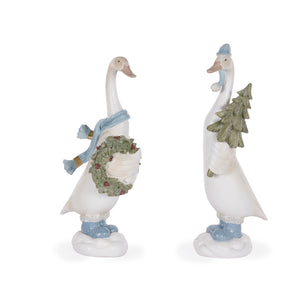 2 Assorted Snowy Blue Ducks Medium (6960290332738)