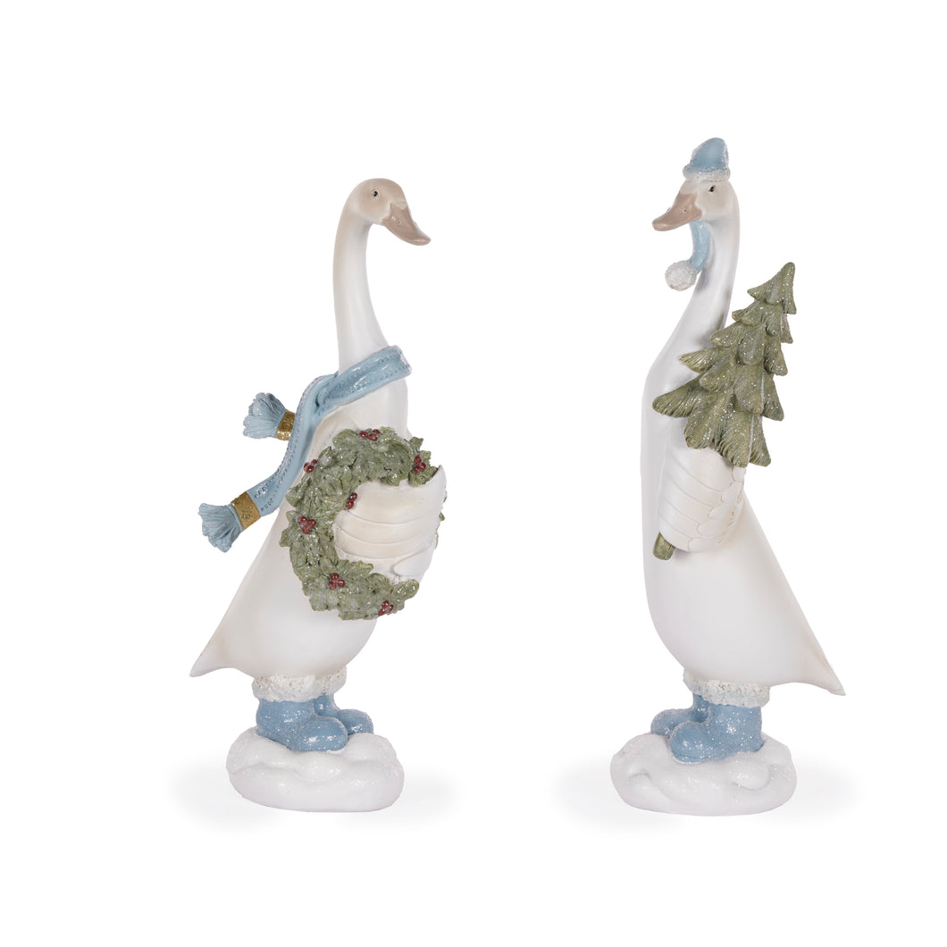 2 Assorted Snowy Blue Ducks Medium (6960290332738)
