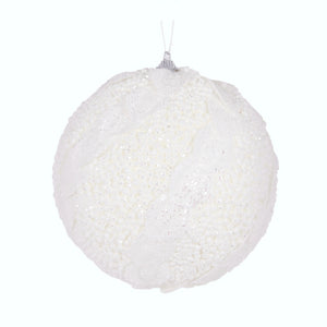 XL White Glitter Leaf Bauble (6960294330434)