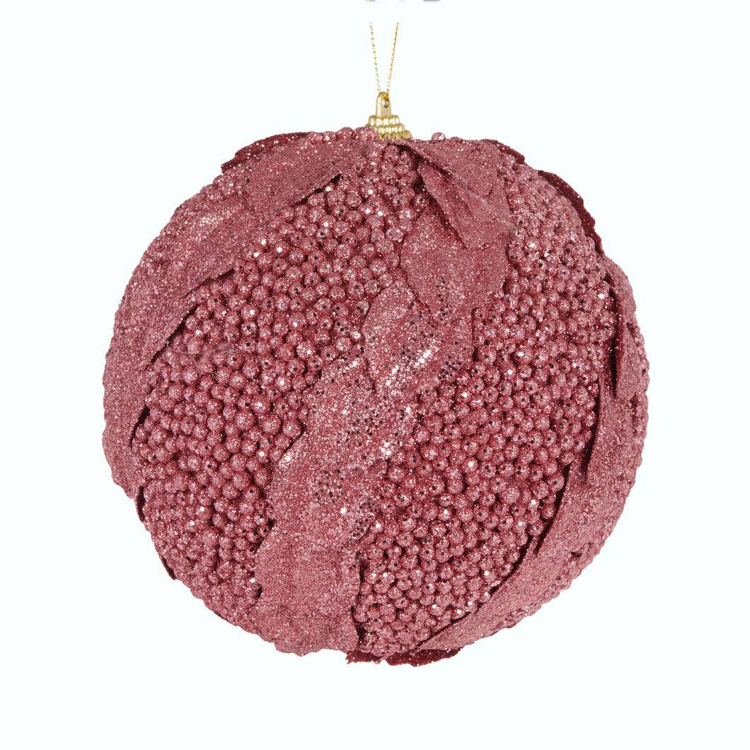XL Pink Glitter Leaf Bauble (6960294395970)